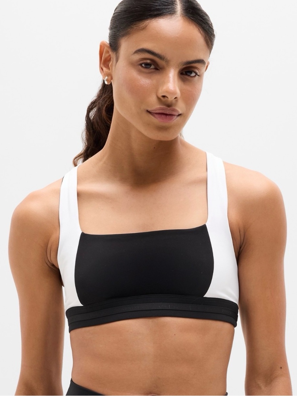 NWT Athleta High Tone Bra Medium A-C. Black white